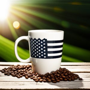 tazza di caffè americano con disegno della bandiera USA.